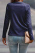 Raglan Long Sleeve Exposed Seam Detail Relaxed Fit Crew Neck Top